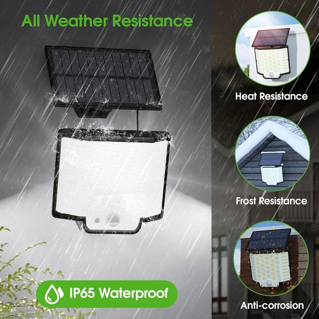 Alt view image 13 of 14 - 4 Pack Solar Lights for Outside, LED Outdoor Motion Security Lights | Waterproof, 2000LM, Auto On/Off, Remote Control, Motion Sensor, 3 Modes, Yard Garage Flood Lighting