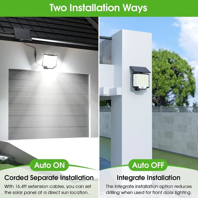 Alt view image 9 of 14 - 4 Pack Solar Lights for Outside, LED Outdoor Motion Security Lights | Waterproof, 2000LM, Auto On/Off, Remote Control, Motion Sensor, 3 Modes, Yard Garage Flood Lighting