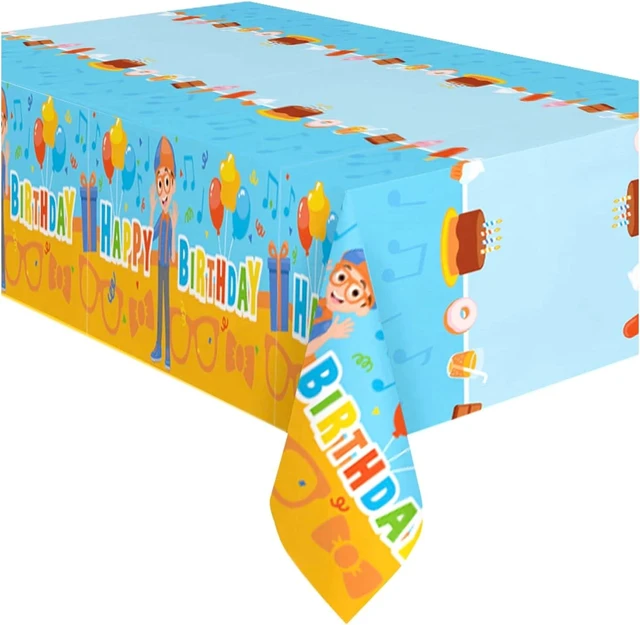 Alt view image 7 of 12 - Treasures Gifted Officially Licensed Blippi Birthday Party Supplies - Pack of 3 Tablecloth 54in x 108in - Blippi Party Decorations - Disposable Plastic Table Cloth Cover