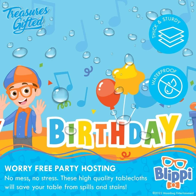 Alt view image 9 of 12 - Treasures Gifted Officially Licensed Blippi Birthday Party Supplies - Pack of 3 Tablecloth 54in x 108in - Blippi Party Decorations - Disposable Plastic Table Cloth Cover