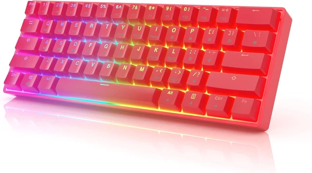Alt view image 7 of 12 - HK Gaming GK61 Mechanical Gaming Keyboard 60 Percent | 61 RGB Rainbow LED Backlit Programmable Keys | USB Wired | for Mac and Windows PC | Hotswap Gateron Optical Blue Switches | Red