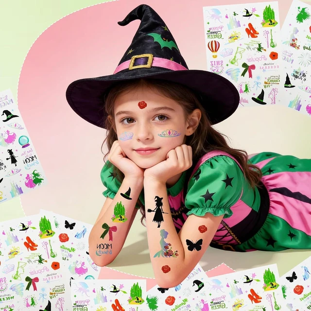 Alt view image 12 of 14 - 48Pcs Pink and Green Witch Party Favors, Witch Birthday Decorations, Ballpoint Pens, Notebooks, Temporary Tattoo Stickers, Classroom Rewards Student Birthday Gifts Party Supplies