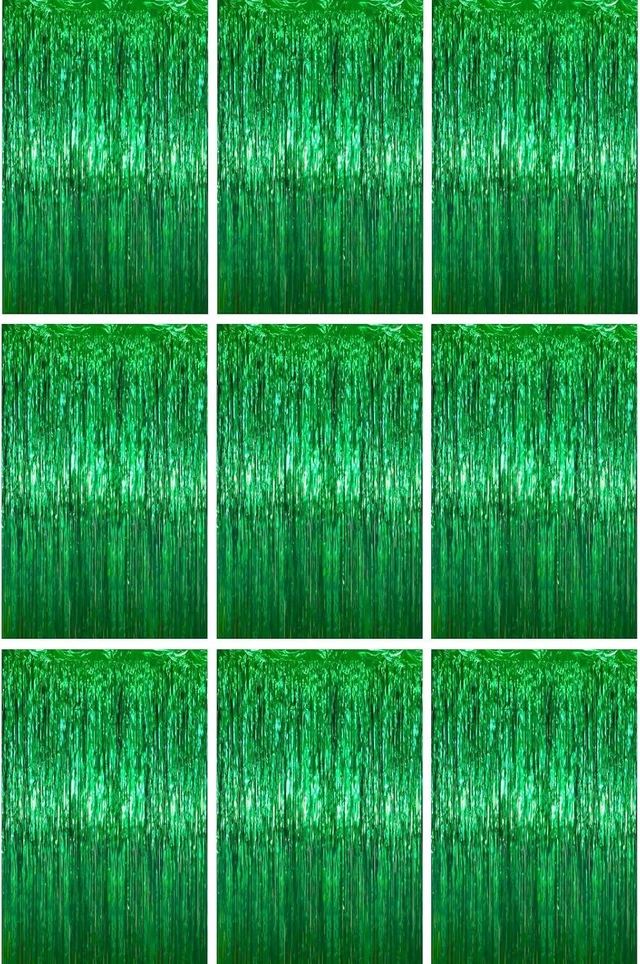 Alt view image 8 of 14 - Voircoloria 3.3 x 6.6 ft Foil Fringe Backdrop Curtains, Tinsel Streamers Party Decorations, Fringe Backdrop for Birthday, Baby Shower, Gender Reveal, Graduation (9, Green)