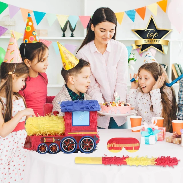 Alt view image 14 of 14 - 3D Train Pinata Bundle with a Blindfold and Bat (16x10.6x6.7 Inches), Train Pinata for Boys Birthday Party Supplies, Perfect for Birthday Party, Train Theme Party, Decoration