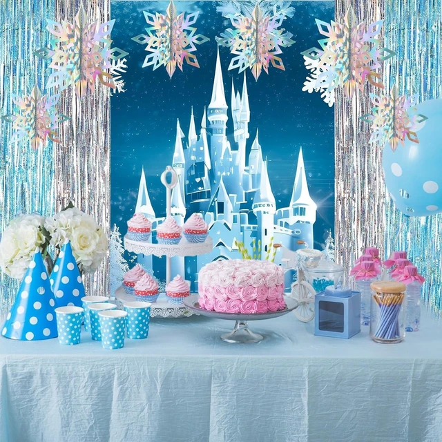 Alt view image 8 of 14 - Panelee Winter Iced Birthday Party Decorations Kit with Ice Snow Castle Banner Snowflakes Tassel Decors for Winter Birthday Wonderland Party Decoration Supplies