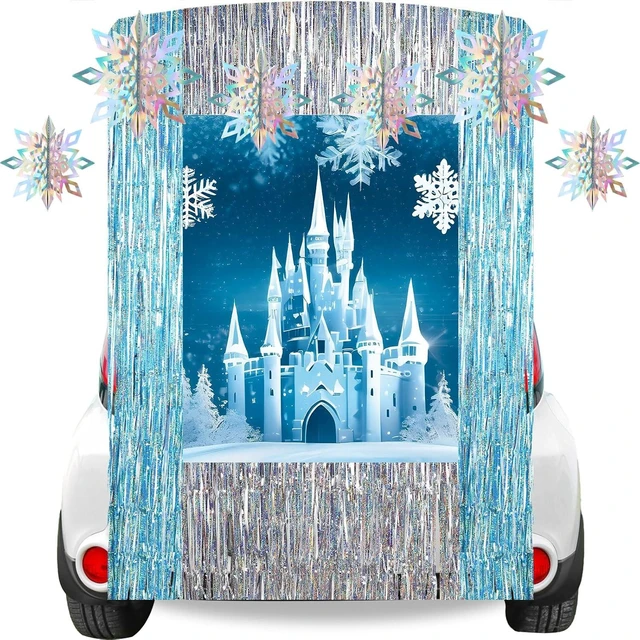Alt view image 9 of 14 - Panelee Winter Iced Birthday Party Decorations Kit with Ice Snow Castle Banner Snowflakes Tassel Decors for Winter Birthday Wonderland Party Decoration Supplies