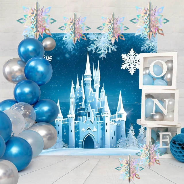Alt view image 12 of 14 - Panelee Winter Iced Birthday Party Decorations Kit with Ice Snow Castle Banner Snowflakes Tassel Decors for Winter Birthday Wonderland Party Decoration Supplies