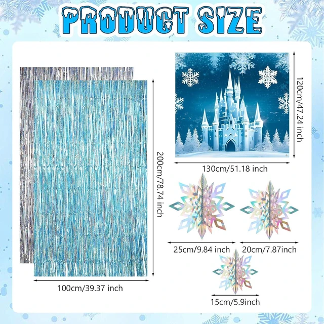 Alt view image 10 of 14 - Panelee Winter Iced Birthday Party Decorations Kit with Ice Snow Castle Banner Snowflakes Tassel Decors for Winter Birthday Wonderland Party Decoration Supplies