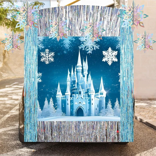Alt view image 13 of 14 - Panelee Winter Iced Birthday Party Decorations Kit with Ice Snow Castle Banner Snowflakes Tassel Decors for Winter Birthday Wonderland Party Decoration Supplies