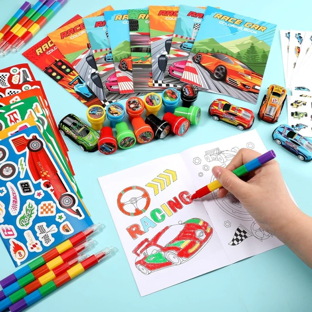Alt view image 11 of 14 - BenLouis 84Pcs Race Car Party Favors Racing Theme Coloring Books Crayons Sticker Set Bulk for Kids Fast Racecar Wheels Birthday Goodie Bag Stuffer Classroom Gifts Rewards Craft Pinata Fillers