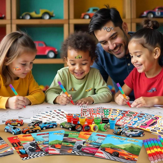 Alt view image 12 of 14 - BenLouis 84Pcs Race Car Party Favors Racing Theme Coloring Books Crayons Sticker Set Bulk for Kids Fast Racecar Wheels Birthday Goodie Bag Stuffer Classroom Gifts Rewards Craft Pinata Fillers