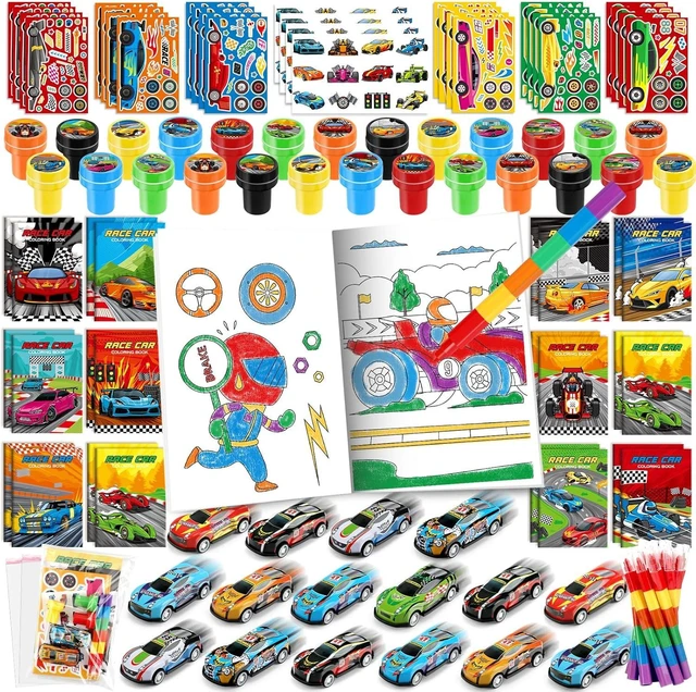 Alt view image 8 of 14 - BenLouis 84Pcs Race Car Party Favors Racing Theme Coloring Books Crayons Sticker Set Bulk for Kids Fast Racecar Wheels Birthday Goodie Bag Stuffer Classroom Gifts Rewards Craft Pinata Fillers