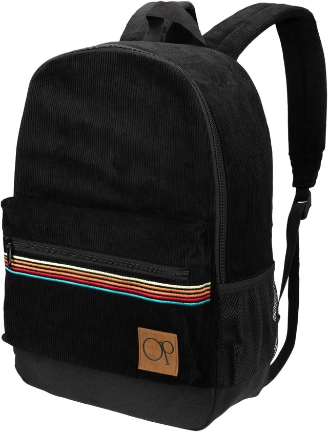Alt view image 8 of 14 - Ocean Pacific OG Corduroy Backpack for Travel, Sports, Beach, Work, Casual Daypack for Men Women Fits 15.6 Inch Laptop (Black)