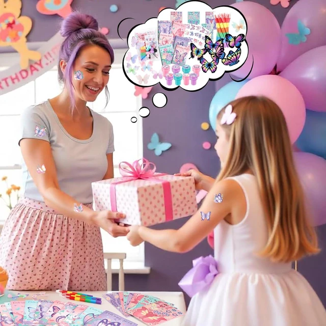 Alt view image 12 of 12 - BenLouis 96Pcs Butterfly Party Favors Butterfly Fairy Coloring Books Crayon Stickers Set Bulk for Kids Butterfly Birthday Decor Spring Flower Tea Goodie Bag Stuffers Classroom Gifts Pinata Filler