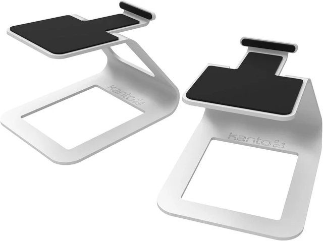 Alt view image 8 of 14 - Kanto SE2 Elevated Desktop Speaker Stands for Small Speakers & Compact 2-3 Studio Monitors | 3.8 Tall | Supports 7.1 lbs | Damping 1.5 mm Silicone Padding | Pair | White