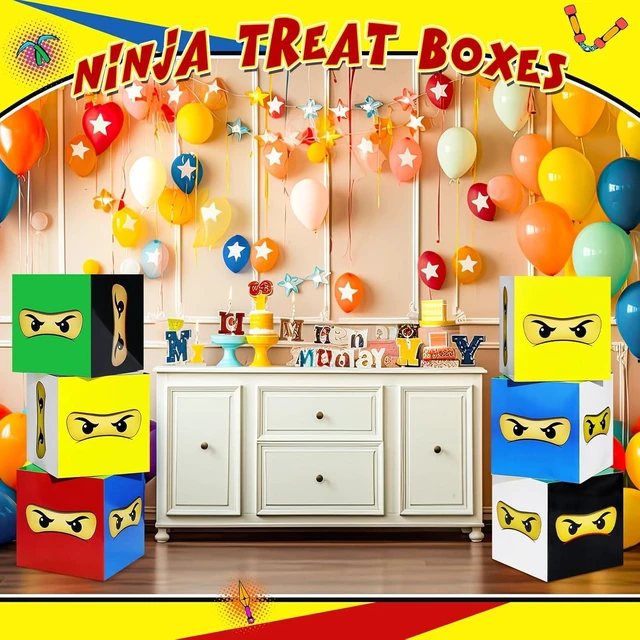 Alt view image 12 of 14 - Dispowreath 6 Pcs Ninja Party Decorations Ninja Colorful Large Boxes for Decor 11.8 Inch Cardboard Big Box for Birthday Graduation Game Party Centerpiece Supplies