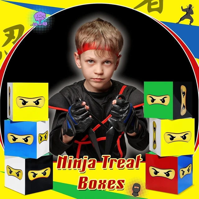 Alt view image 11 of 14 - Dispowreath 6 Pcs Ninja Party Decorations Ninja Colorful Large Boxes for Decor 11.8 Inch Cardboard Big Box for Birthday Graduation Game Party Centerpiece Supplies