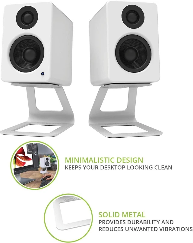 Alt view image 9 of 14 - Kanto SE2 Elevated Desktop Speaker Stands for Small Speakers & Compact 2-3 Studio Monitors | 3.8 Tall | Supports 7.1 lbs | Damping 1.5 mm Silicone Padding | Pair | White