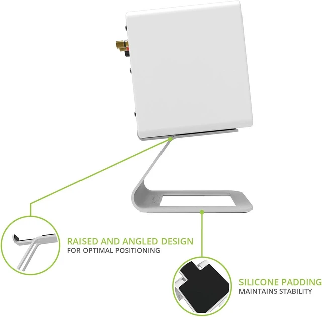 Alt view image 10 of 14 - Kanto SE2 Elevated Desktop Speaker Stands for Small Speakers & Compact 2-3 Studio Monitors | 3.8 Tall | Supports 7.1 lbs | Damping 1.5 mm Silicone Padding | Pair | White
