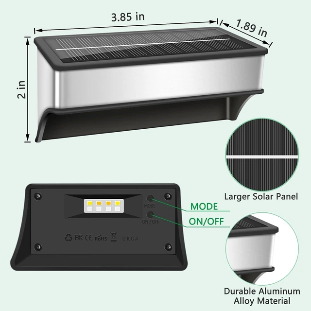 Alt view image 14 of 14 - Solar Fence Lights Outdoor,8 Pack Step Lights Solar Powered with 9 Lighting Options, IP65 Waterproof, Deck Light Solar Powered for Outside/Backyard/Patio/Wall/Railing/Pool/Stair