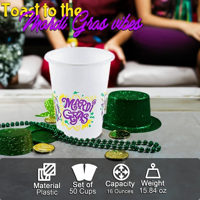 Alt view image 8 of 12 - Fun Express - Mardi Gras Disposable Cups for Mardi Gras - Party Supplies - Drinkware - 50 Pieces