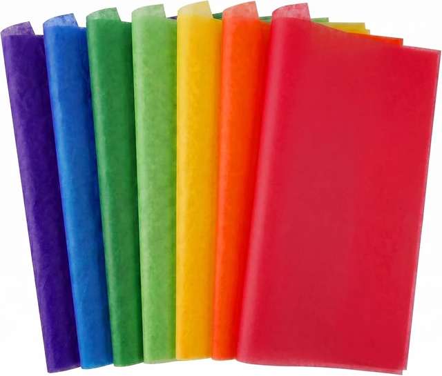 Alt view image 8 of 14 - Colored Tissue Paper 14 x 20 in,560 Sheets Rainbow 7 Colors 8.2lb Assorted Tissue Paper for Gift Wrapping,Festive,Paper Flowers,Birthday,Party,Wedding