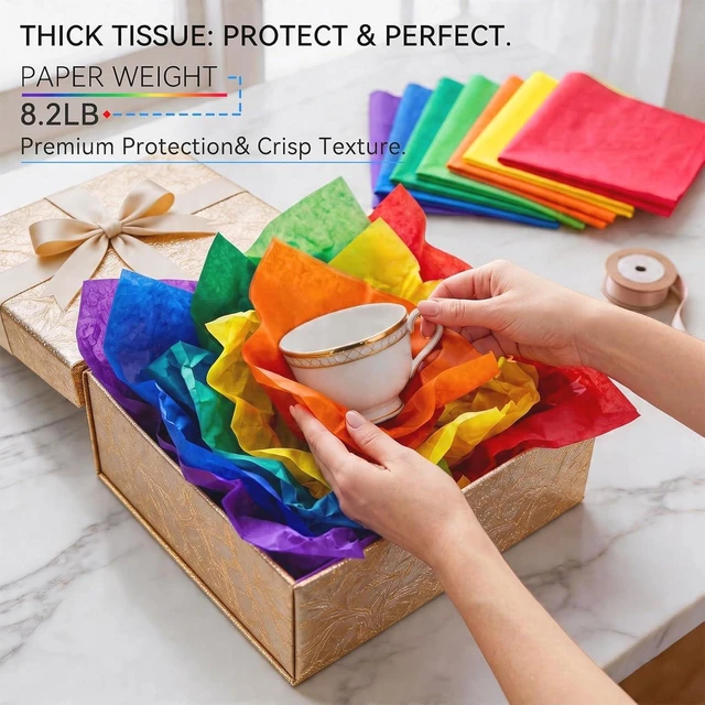 Alt view image 10 of 14 - Colored Tissue Paper 14 x 20 in,560 Sheets Rainbow 7 Colors 8.2lb Assorted Tissue Paper for Gift Wrapping,Festive,Paper Flowers,Birthday,Party,Wedding