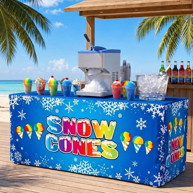 Alt view image 8 of 14 - 24" x 118" Snow Cones Tablecloth for Cool Snow Cones Stand Supplies Ice Cream Table Cover for Kids Summer Party Supplies Summer Beach Picnic Birthday Party Decorations