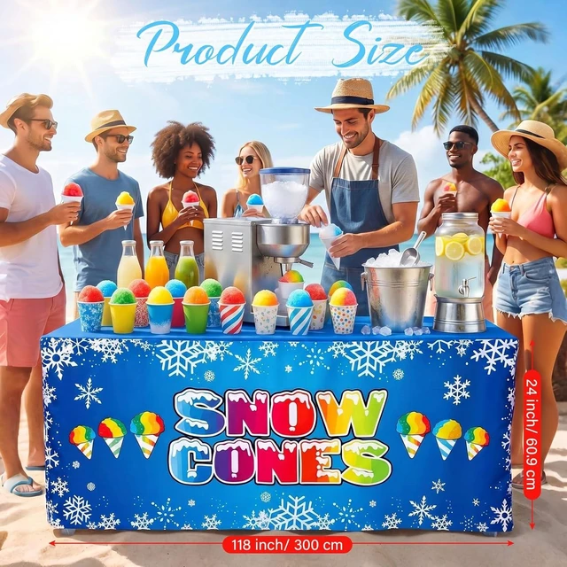 Alt view image 11 of 14 - 24" x 118" Snow Cones Tablecloth for Cool Snow Cones Stand Supplies Ice Cream Table Cover for Kids Summer Party Supplies Summer Beach Picnic Birthday Party Decorations