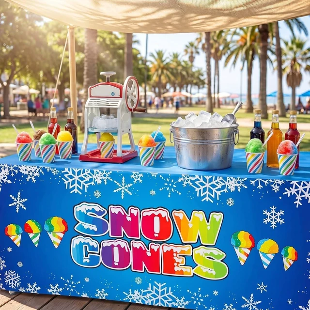 Alt view image 9 of 14 - 24" x 118" Snow Cones Tablecloth for Cool Snow Cones Stand Supplies Ice Cream Table Cover for Kids Summer Party Supplies Summer Beach Picnic Birthday Party Decorations