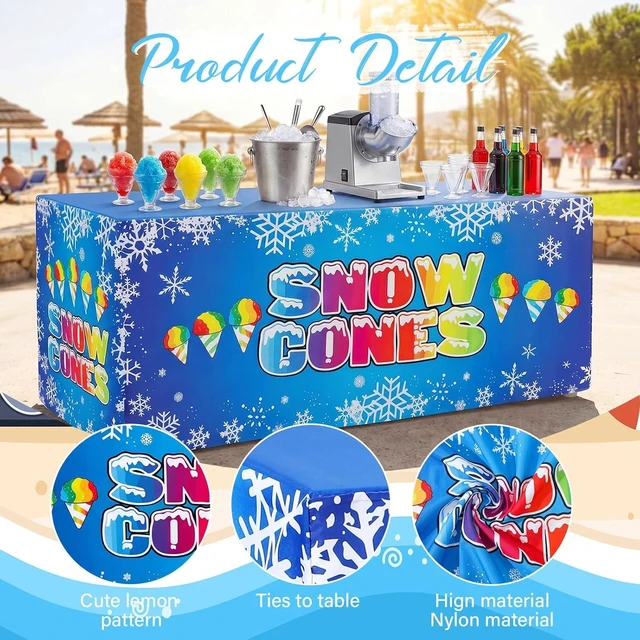 Alt view image 10 of 14 - 24" x 118" Snow Cones Tablecloth for Cool Snow Cones Stand Supplies Ice Cream Table Cover for Kids Summer Party Supplies Summer Beach Picnic Birthday Party Decorations