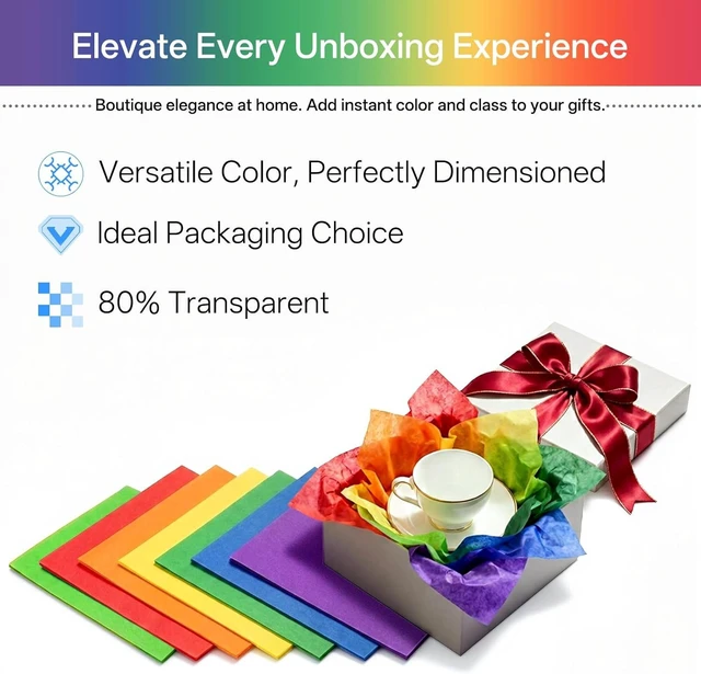 Alt view image 13 of 14 - Colored Tissue Paper 14 x 20 in,560 Sheets Rainbow 7 Colors 8.2lb Assorted Tissue Paper for Gift Wrapping,Festive,Paper Flowers,Birthday,Party,Wedding
