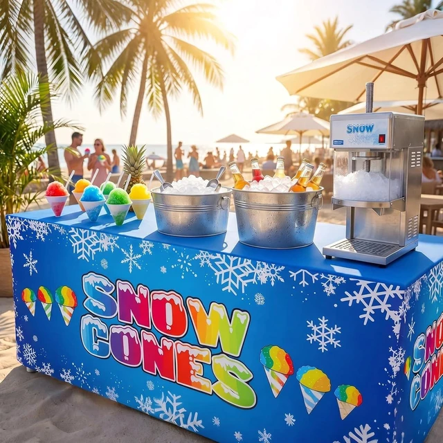 Alt view image 12 of 14 - 24" x 118" Snow Cones Tablecloth for Cool Snow Cones Stand Supplies Ice Cream Table Cover for Kids Summer Party Supplies Summer Beach Picnic Birthday Party Decorations