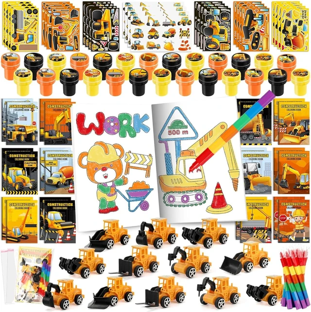 Alt view image 8 of 14 - BenLouis 84Pcs Construction Party Favors Excavator Theme Coloring Books Crayons Sticker Set Bulk for Kids Construction Birthday Goodie Bag Stuffer Classroom Gifts Rewards Craft Pinata Fillers