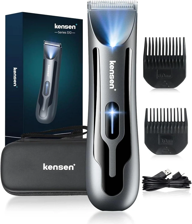 Alt view image 8 of 14 - kensen Body Hair Trimmer for Men - Groin & Pubic Hair Trimmer with LED Light, Manscape Body Shavers for Men with Ceramic Blades Ball Shaver IPX7 Waterproof Wet/Dry Rechargeable Body Trimmer Mens Gift