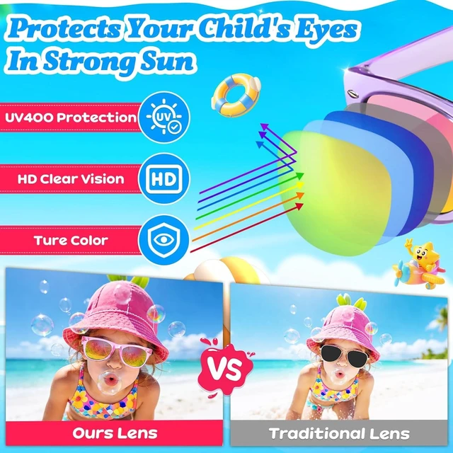 Alt view image 10 of 14 - 24 Pack Kids Sunglasses Bulk Party Favors - Goodie Bags Stuffers for Children Age 3-8,Boy Girl Neon Glasses with UV400 Protection,Birthday Classroom Graduation Gift,Pool Beach Party Supplies