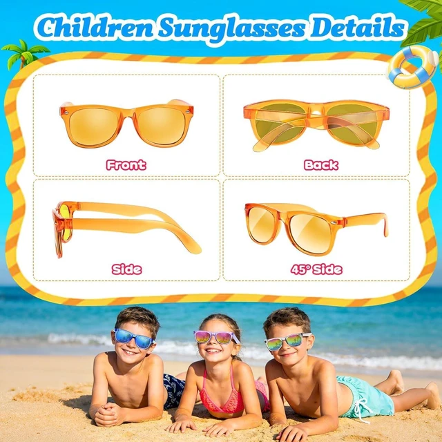 Alt view image 13 of 14 - 24 Pack Kids Sunglasses Bulk Party Favors - Goodie Bags Stuffers for Children Age 3-8,Boy Girl Neon Glasses with UV400 Protection,Birthday Classroom Graduation Gift,Pool Beach Party Supplies