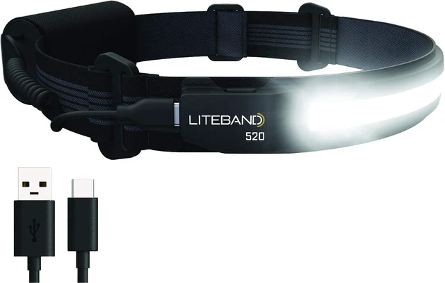 Alt view image 8 of 14 - OPTIMAL VENTURES LITEBAND ACTIV Rechargeable LED Headlamp, 520 Lumens, 210° Wide Beam, Lightweight No-Bounce Fit, IPX4 Weather Resistant, Black