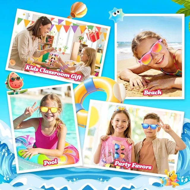 Alt view image 14 of 14 - 24 Pack Kids Sunglasses Bulk Party Favors - Goodie Bags Stuffers for Children Age 3-8,Boy Girl Neon Glasses with UV400 Protection,Birthday Classroom Graduation Gift,Pool Beach Party Supplies