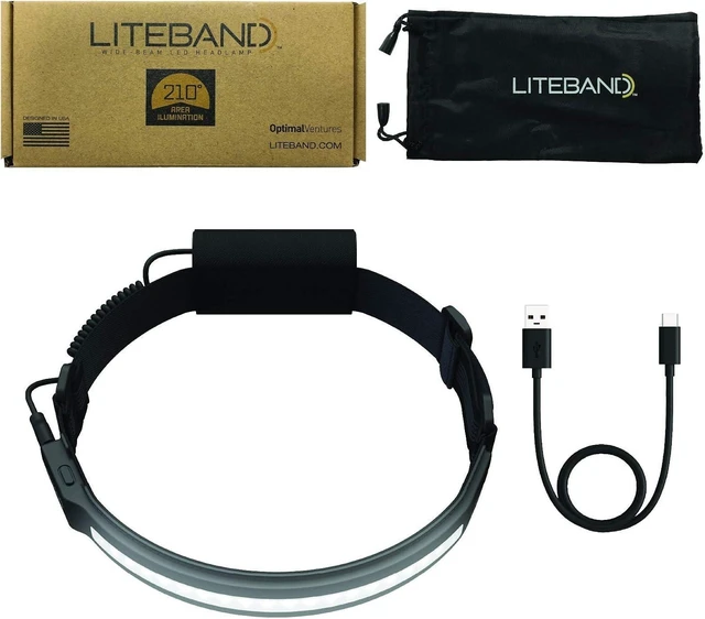 Alt view image 14 of 14 - OPTIMAL VENTURES LITEBAND ACTIV Rechargeable LED Headlamp, 520 Lumens, 210° Wide Beam, Lightweight No-Bounce Fit, IPX4 Weather Resistant, Black