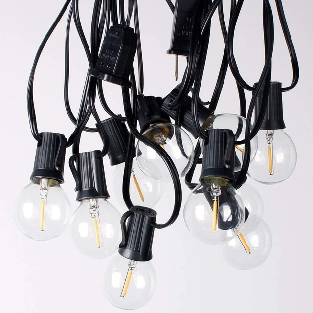 Alt view image 14 of 14 - Outdoor String Lights 48ft with 23+2 Spare Bulbs, Shatterproof Dimmable Waterproof, LED 1W 60LM 2200K Warm Glow for Indoor/Outdoor Decoration and Lighting -Black Wire