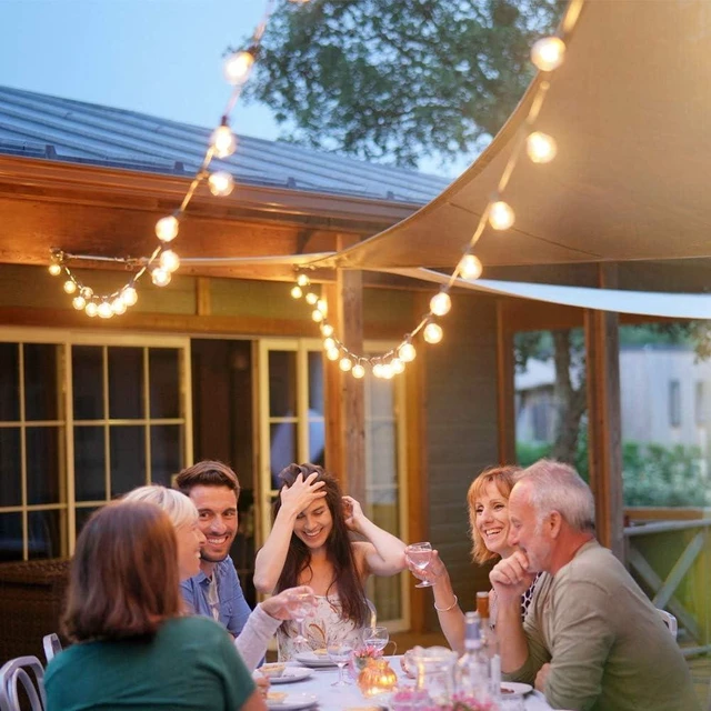 Alt view image 10 of 14 - Outdoor String Lights 48ft with 23+2 Spare Bulbs, Shatterproof Dimmable Waterproof, LED 1W 60LM 2200K Warm Glow for Indoor/Outdoor Decoration and Lighting -Black Wire