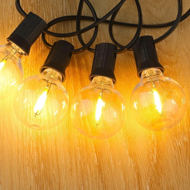Alt view image 13 of 14 - Outdoor String Lights 48ft with 23+2 Spare Bulbs, Shatterproof Dimmable Waterproof, LED 1W 60LM 2200K Warm Glow for Indoor/Outdoor Decoration and Lighting -Black Wire