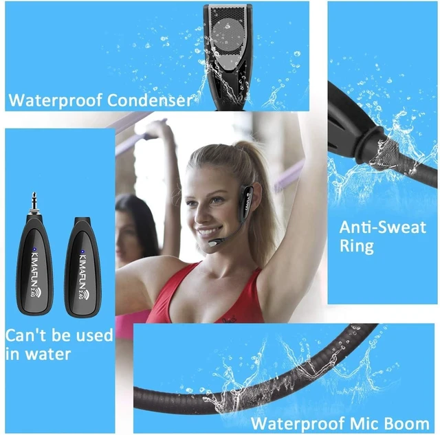 Alt view image 13 of 14 - KIMAFUN Headset Wireless Microphone System, No Need Bluetooth, Waterproof Head Mic for Fitness Instructor, Teaching Online, Yoga Classroom, Spinning Coach, Speaker, iPhone, Android Phone, G100-1