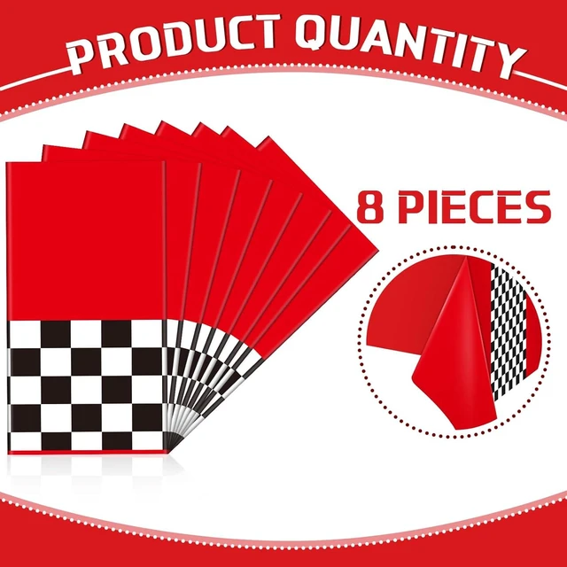 Alt view image 9 of 14 - Irenare Car Birthday Party Supplies Racing Decorations 50s Party Tablecloth Racetrack Table Runner Table Covers for Kids Boy Car Theme Birthday Decor, 54 x 108 Inch(Red,8 Sheets)