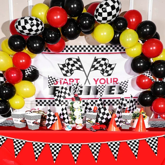 Alt view image 13 of 14 - Irenare Car Birthday Party Supplies Racing Decorations 50s Party Tablecloth Racetrack Table Runner Table Covers for Kids Boy Car Theme Birthday Decor, 54 x 108 Inch(Red,8 Sheets)