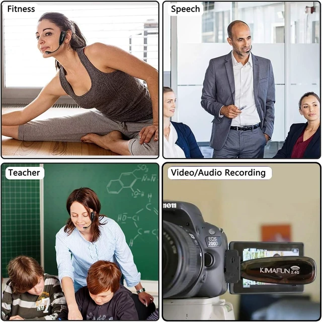 Alt view image 14 of 14 - KIMAFUN Headset Wireless Microphone System, No Need Bluetooth, Waterproof Head Mic for Fitness Instructor, Teaching Online, Yoga Classroom, Spinning Coach, Speaker, iPhone, Android Phone, G100-1