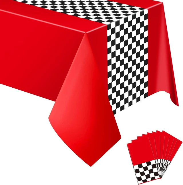 Alt view image 8 of 14 - Irenare Car Birthday Party Supplies Racing Decorations 50s Party Tablecloth Racetrack Table Runner Table Covers for Kids Boy Car Theme Birthday Decor, 54 x 108 Inch(Red,8 Sheets)