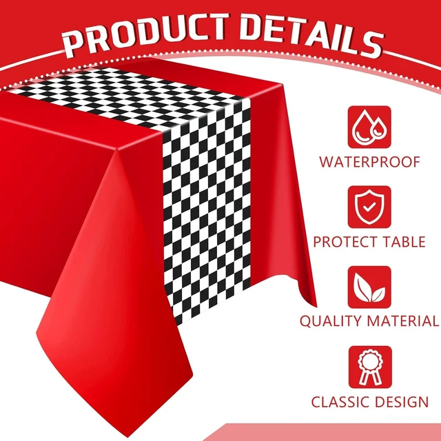 Alt view image 11 of 14 - Irenare Car Birthday Party Supplies Racing Decorations 50s Party Tablecloth Racetrack Table Runner Table Covers for Kids Boy Car Theme Birthday Decor, 54 x 108 Inch(Red,8 Sheets)