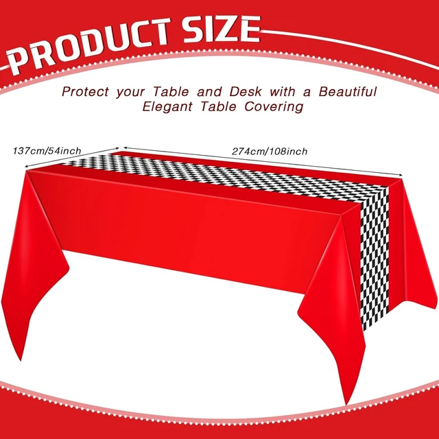 Alt view image 10 of 14 - Irenare Car Birthday Party Supplies Racing Decorations 50s Party Tablecloth Racetrack Table Runner Table Covers for Kids Boy Car Theme Birthday Decor, 54 x 108 Inch(Red,8 Sheets)